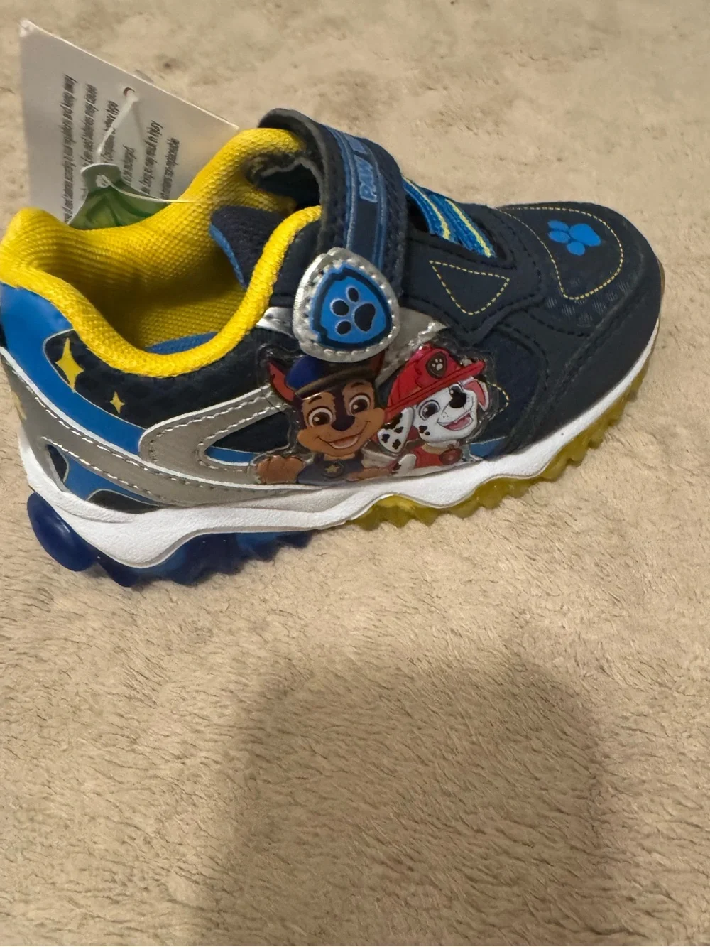Paw Patrol Navy and Yellow Kids Sneakers with Paw Accent